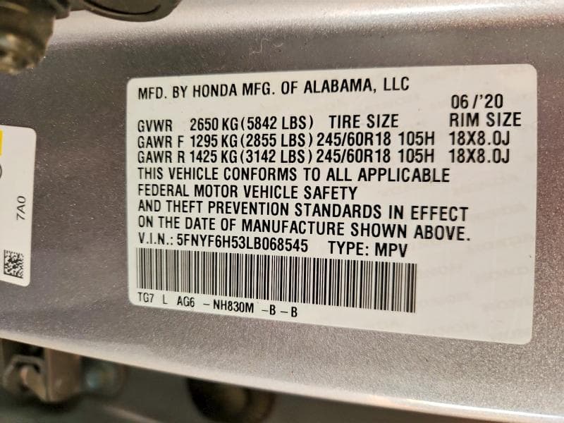 2020 HONDA PILOT EXL EXL 13