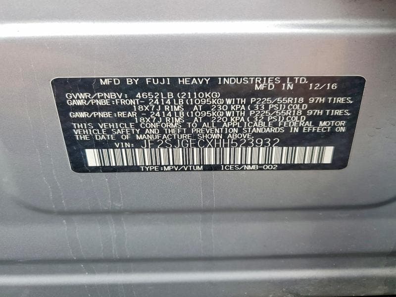 2017 SUBARU FORESTER 2.0XT PREMIUM 13