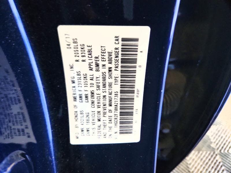 2017 HONDA ACCORD EX 12