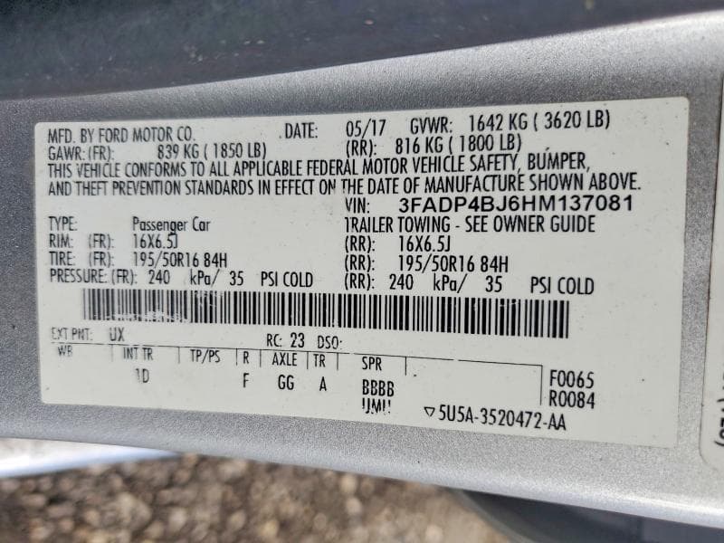 2017 FORD FIESTA SE SE 12