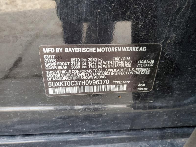 2017 BMW X5 XDR40E XDR40E 12