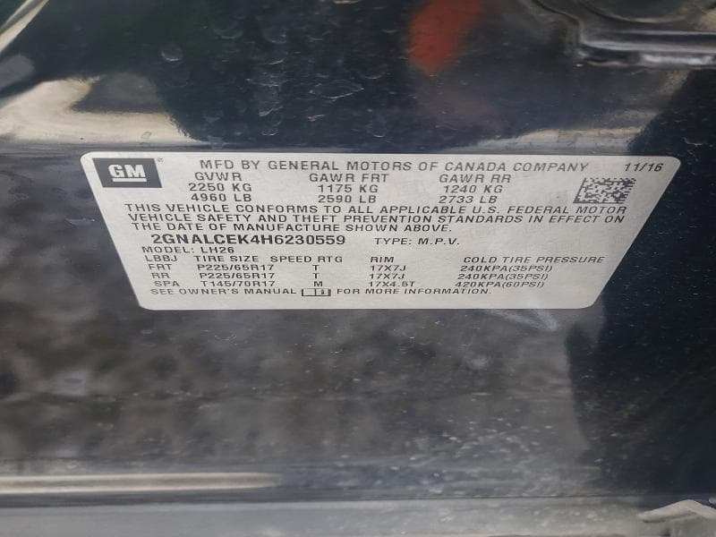 2017 CHEVROLET EQUINOX LT 14