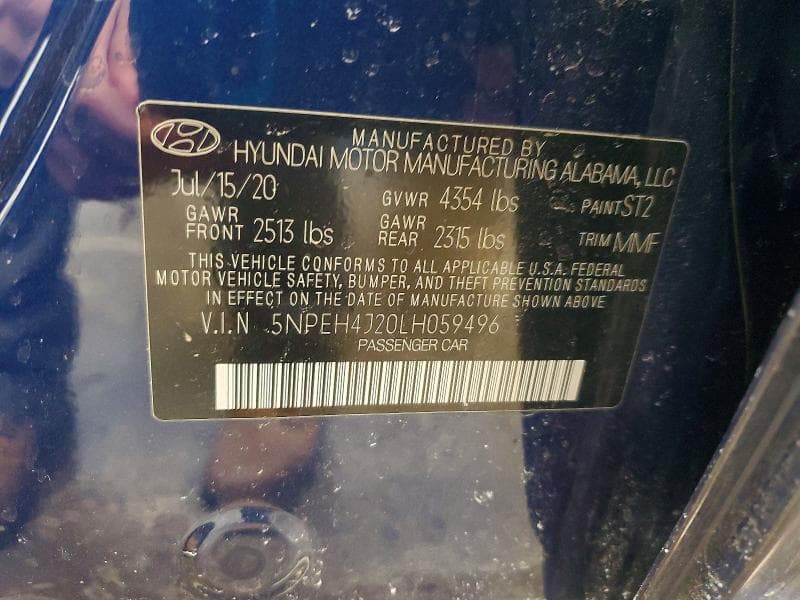 2020 HYUNDAI SONATA LIMITED LIMITED 12
