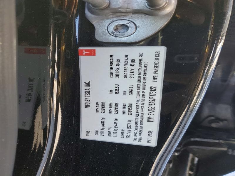 2018 TESLA MODEL 3 12