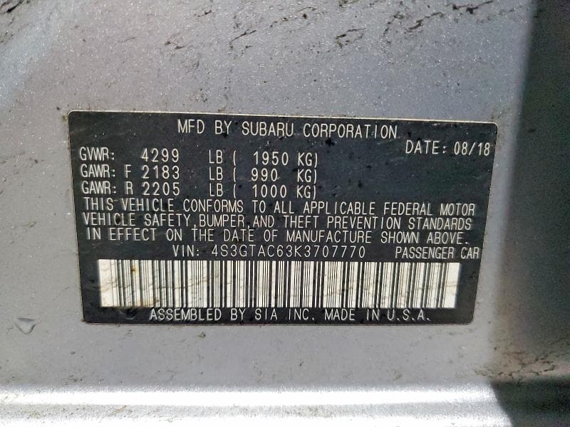 2019 SUBARU IMPREZA PREMIUM PREMIUM 12