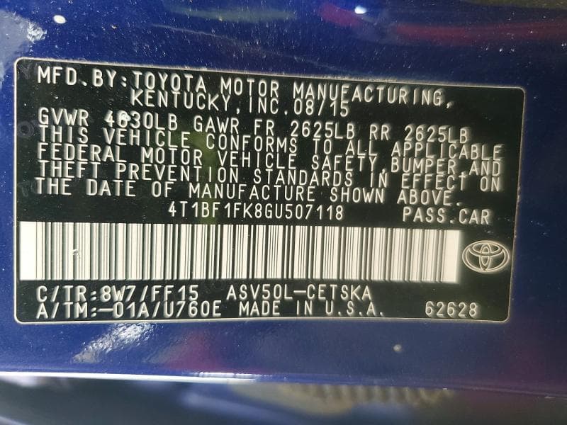 2016 TOYOTA CAMRY LE LE 13