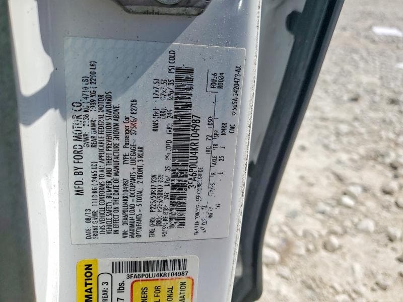 2019 FORD FUSION 12