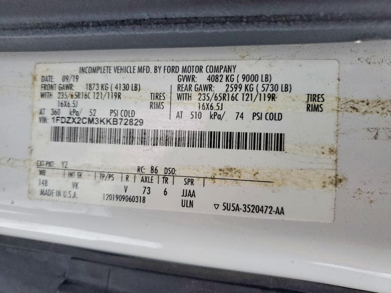 2019 FORD TRANSIT DELIVERY VAN 14