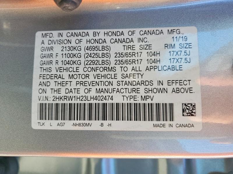 2020 HONDA CR-V LX 12