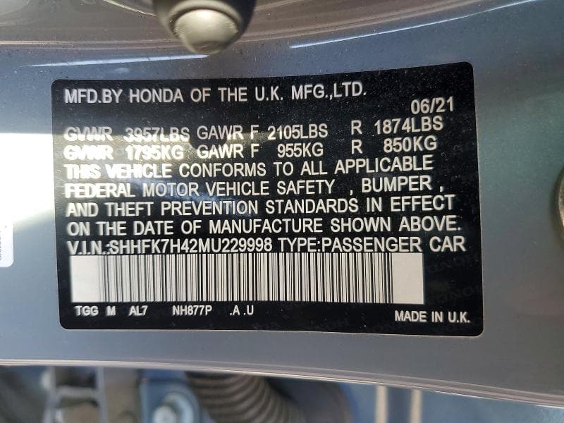 2021 HONDA CIVIC SPORT 12