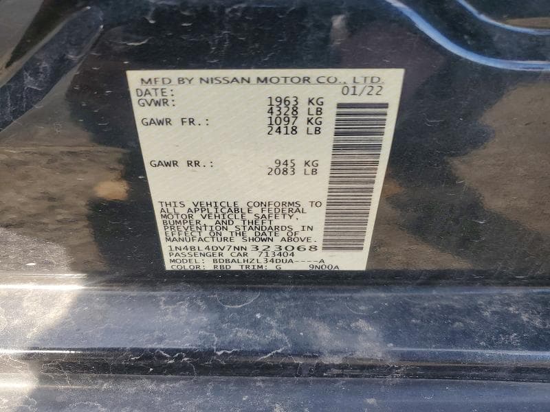 2022 NISSAN ALTIMA SV SV 12