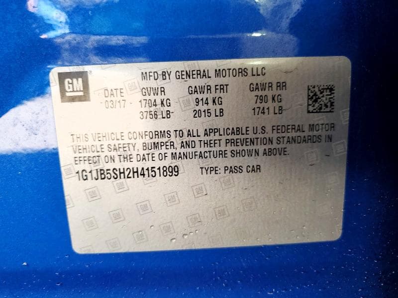 2017 CHEVROLET SONIC LS 12