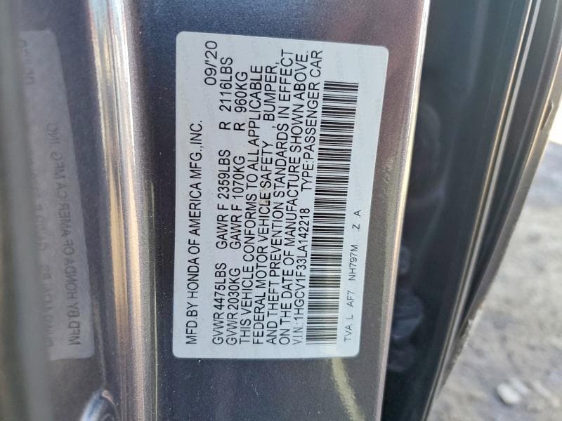 2020 HONDA ACCORD SPORT SPORT 12