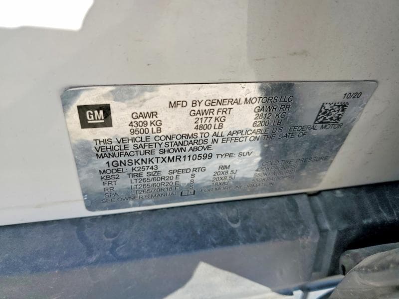 2021 CHEVROLET TAHOE K1500 LT 13