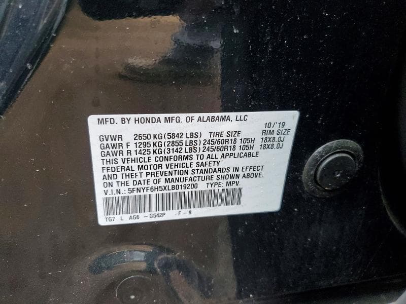 2020 HONDA PILOT EXL EXL 12