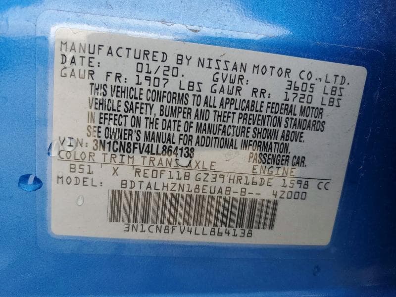 2020 NISSAN VERSA SR 12