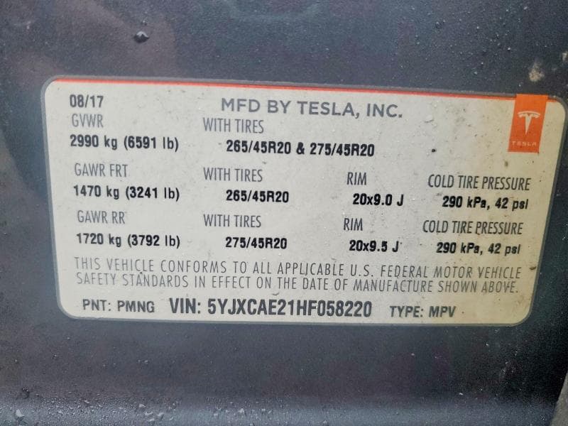 2017 TESLA MODEL X 12