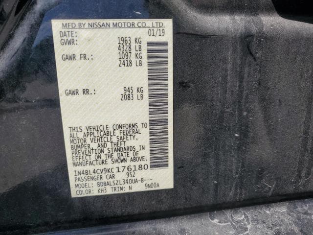 2019 NISSAN ALTIMA SR SR 12