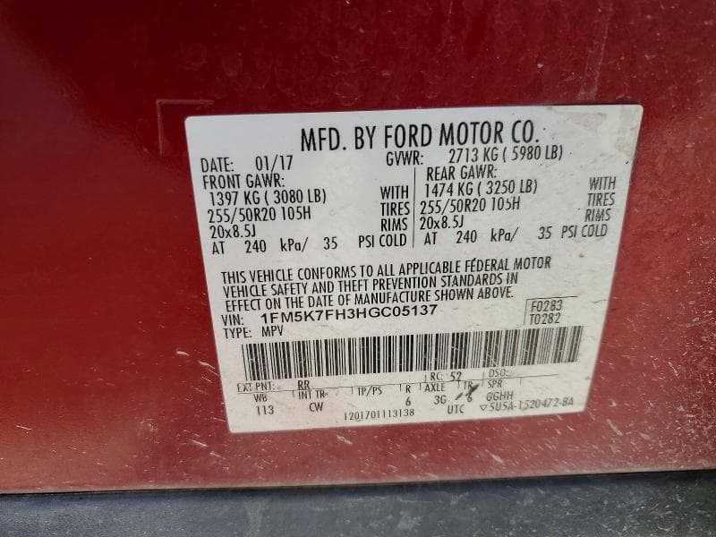 2017 FORD EXPLORER LIMITED 13