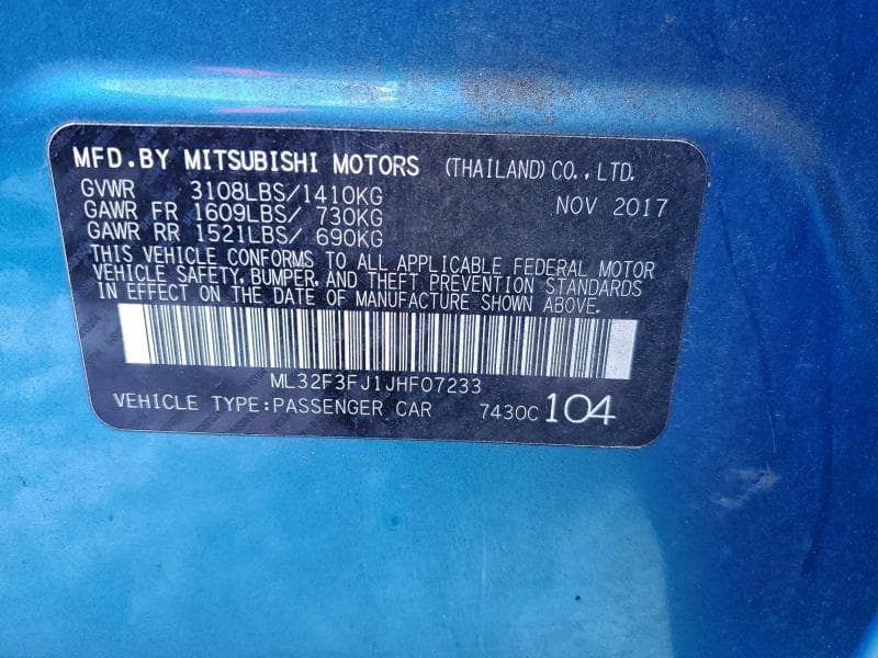 2018 MITSUBISHI MIRAGE G4 ES G4 ES 12