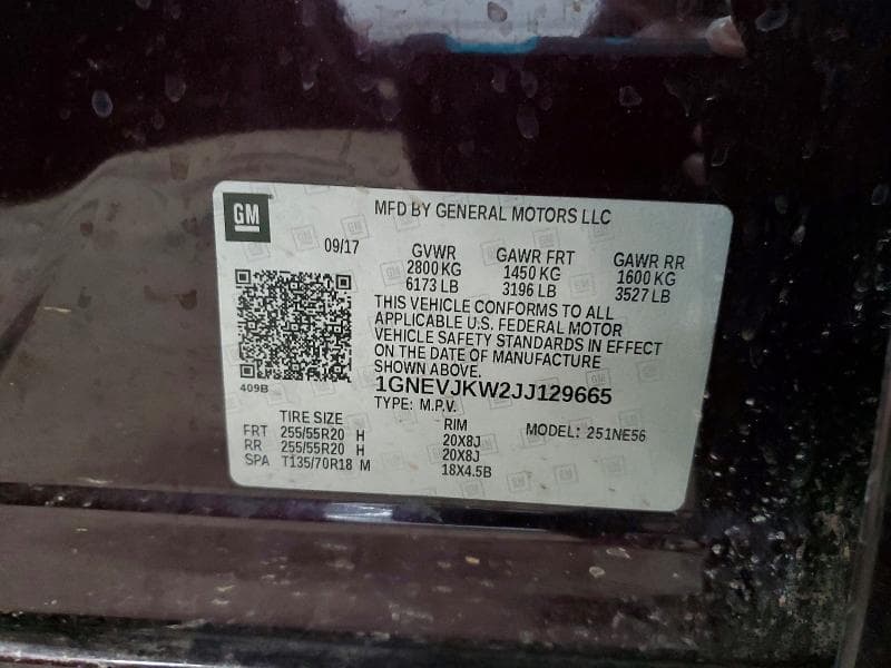 2018 CHEVROLET TRAVERSE PREMIER PREMIER 13