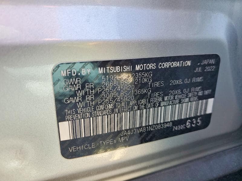 2022 MITSUBISHI OUTLANDER SEL SEL 15