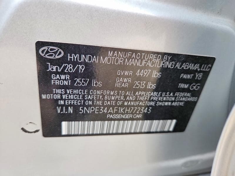 2019 HYUNDAI SONATA SEL SEL 12