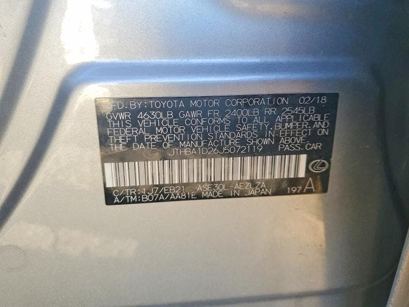 2018 LEXUS IS 300 BASE 12