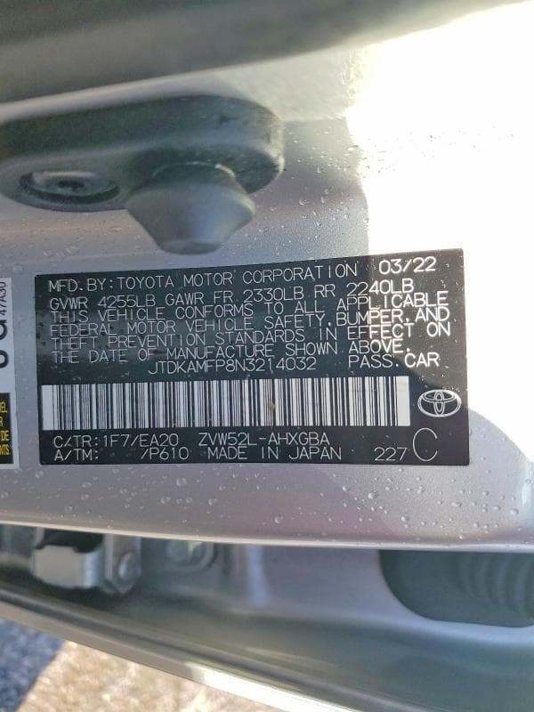 2022 TOYOTA PRIUS PRIME LE LE 12