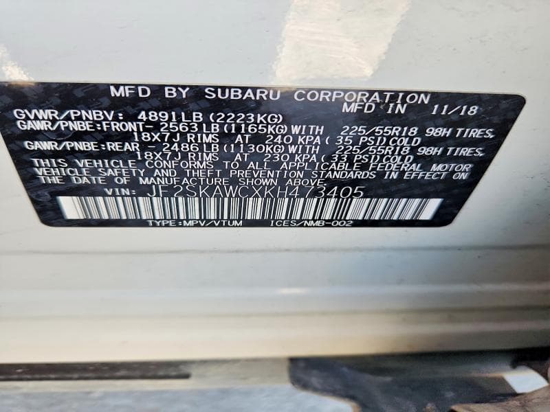 2019 SUBARU FORESTER TOURING 12