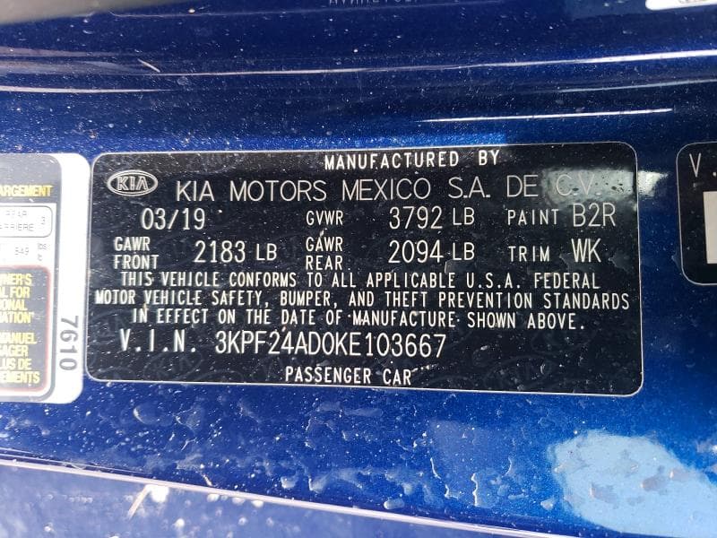 2019 KIA FORTE FE FE 12