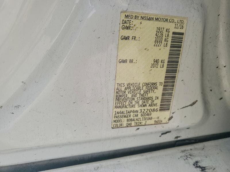 2017 NISSAN ALTIMA 2.5 12