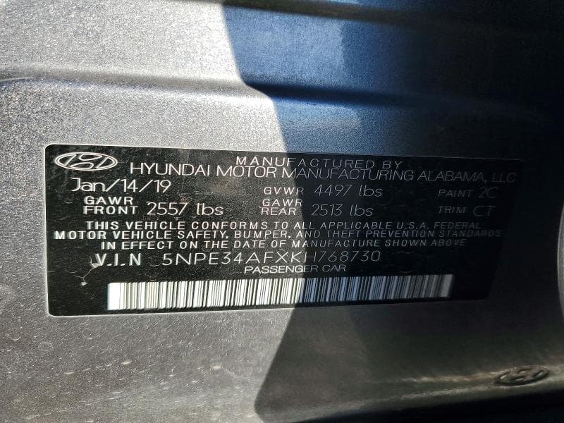 2019 HYUNDAI SONATA LIMITED LIMITED 12