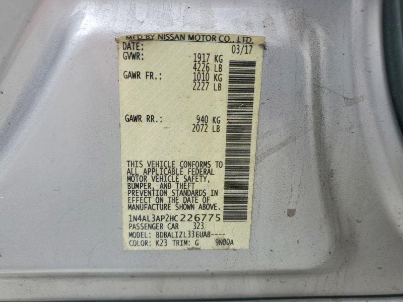 2017 NISSAN ALTIMA 2.5 12