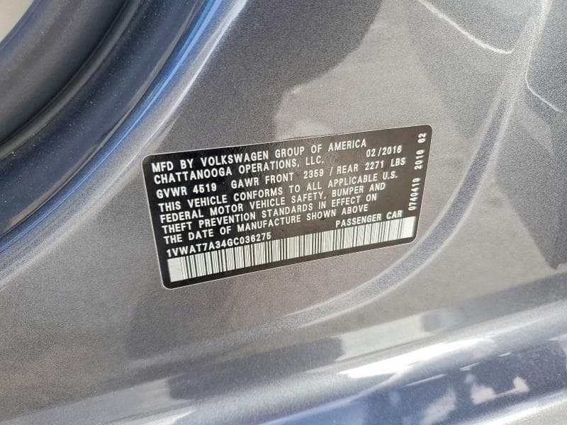 2016 VOLKSWAGEN PASSAT S 13