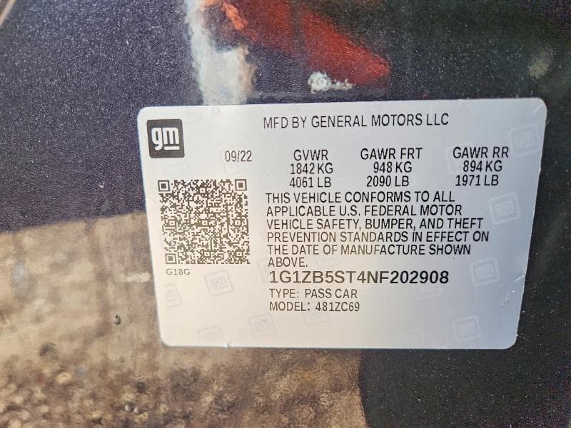 2022 CHEVROLET MALIBU LS LS 12