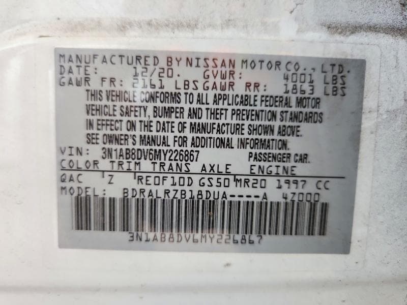 2021 NISSAN SENTRA SR 12