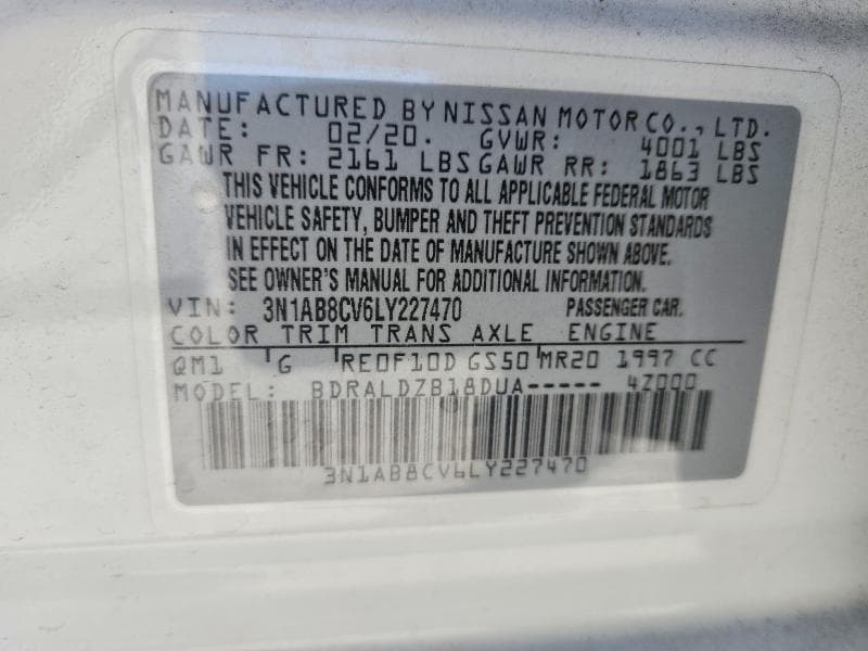 2020 NISSAN SENTRA SV SV 13