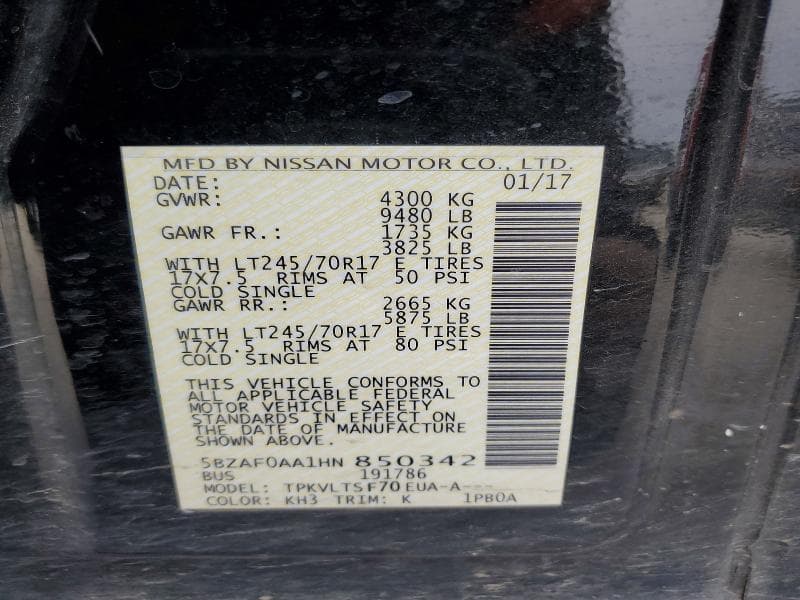 2017 NISSAN NV 3500 HD SV 13