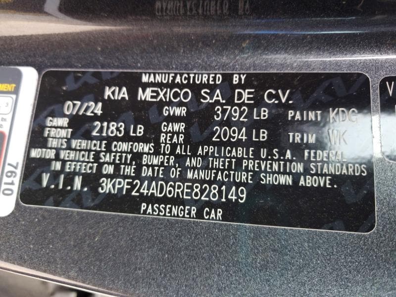 2024 KIA FORTE LXS LXS 12