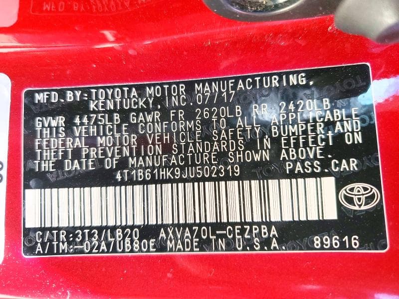 2018 TOYOTA CAMRY XSE 13