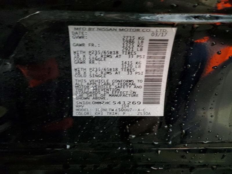 2017 INFINITI QX60 BASE BASE 14