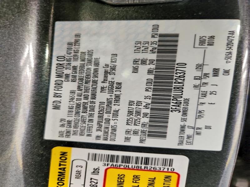 2020 FORD FUSION HYBRID HYBRID 13