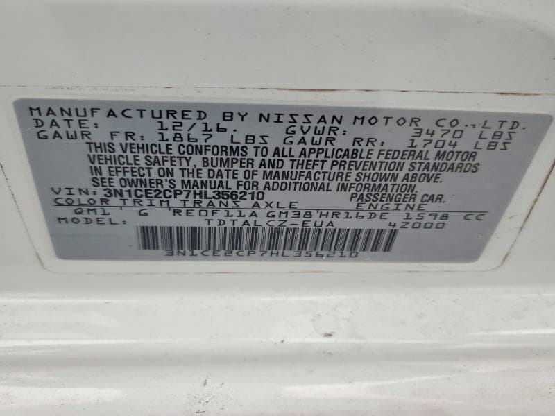 2017 NISSAN VERSA NOTE S PLUS 12