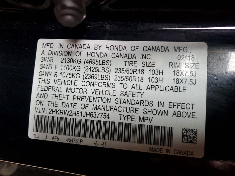 2018 HONDA CR-V EXL 13