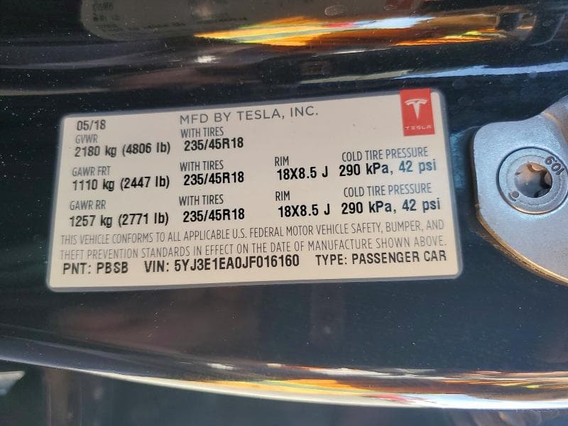2018 TESLA MODEL 3 12