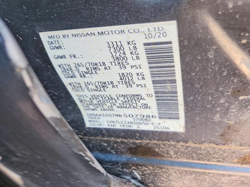 2021 NISSAN TITAN SV SV 12