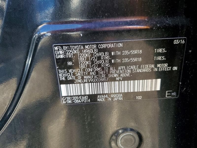 2016 TOYOTA RAV4 HYBRID LIMITED LIMITED 13