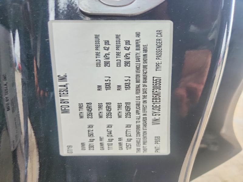 2019 TESLA MODEL 3 12