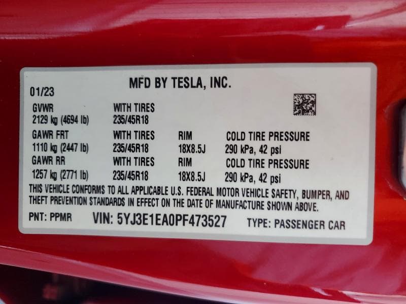 2023 TESLA MODEL 3 12